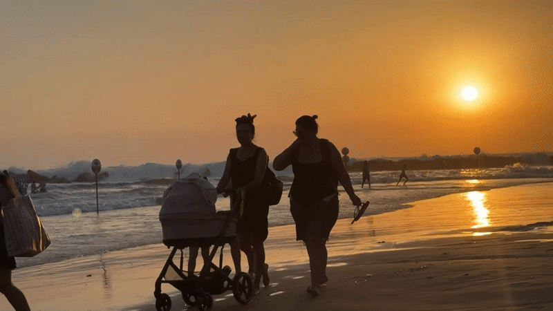 Golden hour on Netanya's Mediterranean shore