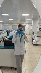Moscow lab workers document routine operations, selfies during shift