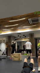 Early morning kettlebell workout session in Krasnoyarsk gym