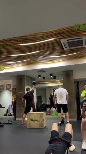 Early morning kettlebell workout session in Krasnoyarsk gym