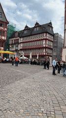 Iranian flag demonstration held in Frankfurt's historic Romerberg square