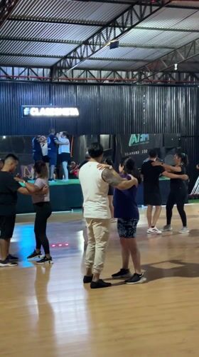 Late-night social dancing event draws couples in Arica venue