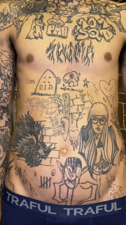 Tattooed man documented in Ushuaia, Argentina