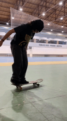 Late-night skateboarding session captured at Ushuaia gymnasium