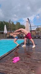 Backyard pool day in a Russian summer setting