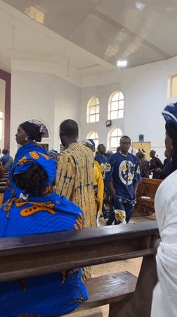 Sunday church service in Jos, Nigeria, with drumming and traditional dress