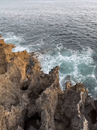 Witness documents eroded coastal rocks near Cascais, Portugal