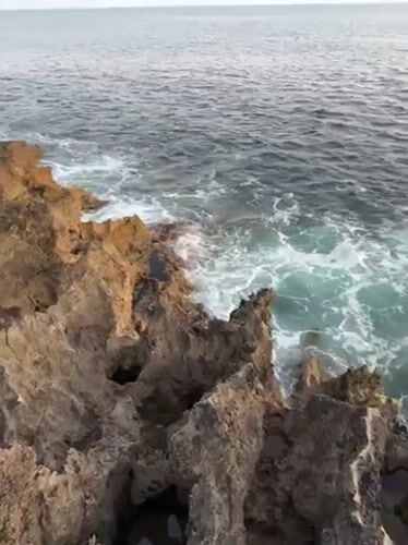 Witness documents eroded coastal rocks near Cascais, Portugal