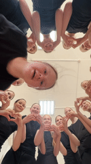 Dance group in black outfits poses for selfies in Votkinsk