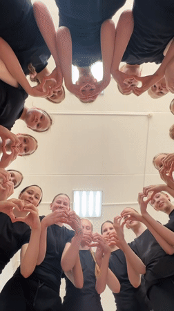 Dance group in black outfits poses for selfies in Votkinsk