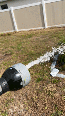 Resident waters garden plants in Cape Coral yard