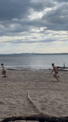 Cloudy beach day on the Yenisei shores near Krasnoturansk