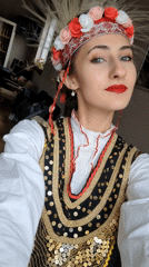 Traditional Folk Performers Captured in Costume and Dance