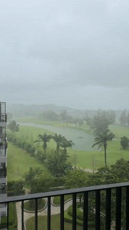 Rainstorm observed over golf course in Choeng Thale, Thailand