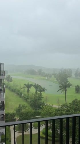 Rainstorm observed over golf course in Choeng Thale, Thailand