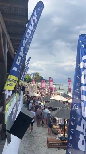 Beach party draws crowds in Kassandra, Greece