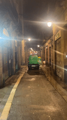 Late-night maintenance work observed on Barcelona street