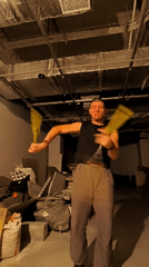 Nunchaku practice in a raw concrete space, Karaganda
