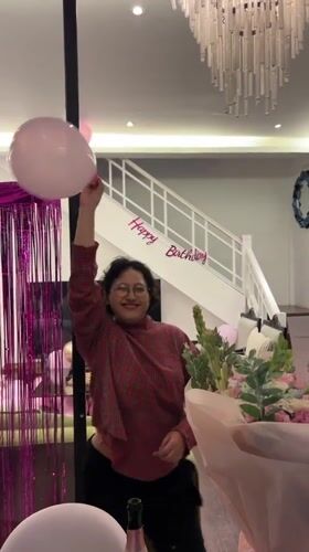Birthday celebration with heart balloons at North Kuta villa