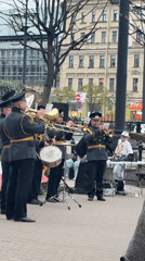 Military band performs in Saint Petersburg city square