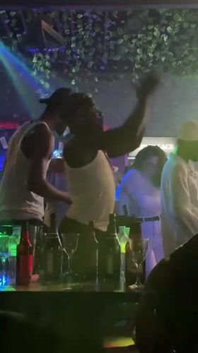 Group dancing at nightclub in Bobrovo, Russia early morning