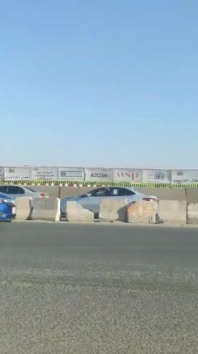 Vehicle dashcam captures roadway scene in Jeddah