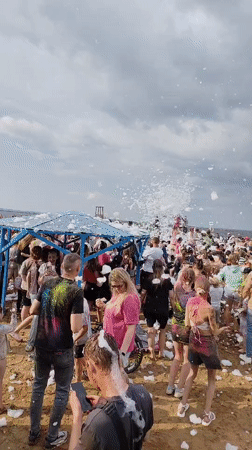 Outdoor foam party brings big crowd to sandy venue