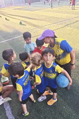 Youth soccer team trains near Mumbai church