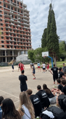 Pickup basketball game draws crowd in Budva, Montenegro