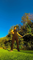 Ribbon stick routine in a Karaganda field