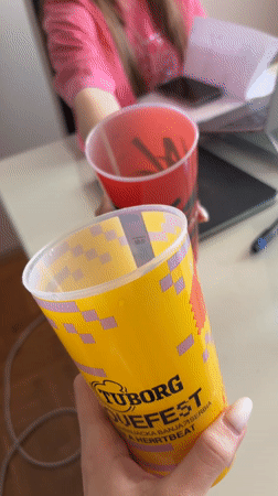 Festival cups spotted at desk in Kragujevac, Serbia