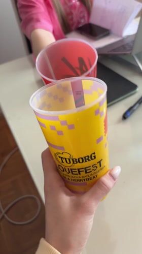 Festival cups spotted at desk in Kragujevac, Serbia