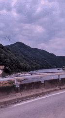 Morning traffic recorded crossing bridge near Joryeong-ri, South Korea