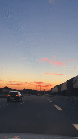Summer solstice sunset over a German highway