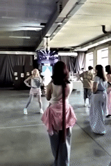 Dance group rehearses choreographed routines in Ivano-Frankivsk studio