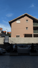 Video captures residential scene, sky view in Belgrade suburb