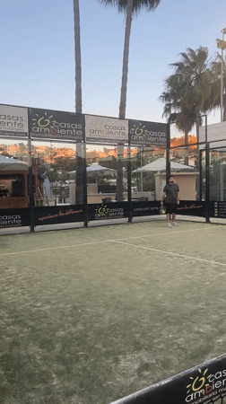 Two men play padel tennis in Teulada, Spain