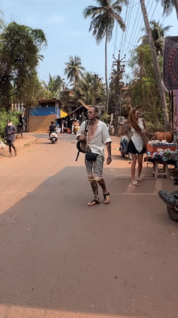 Sunny street scenes captured in Arambol, India coastal town
