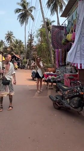 Sunny street scenes captured in Arambol, India coastal town