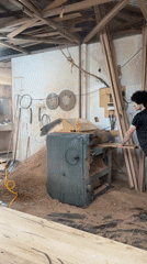 Woodworker operates vintage planer in Tbilisi workshop