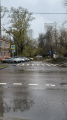 Moscow street shows wet conditions after apparent storm