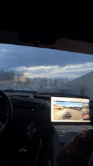 Twilight sky captured from car windshield in Chaikovsky, Russia