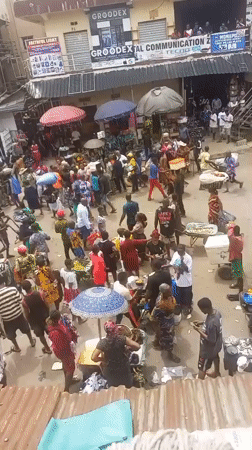 Busy market day captured in Fegge, Nigeria