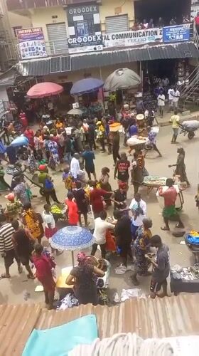 Busy market day captured in Fegge, Nigeria