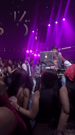 DJ set in full swing at a packed North Kuta nightclub