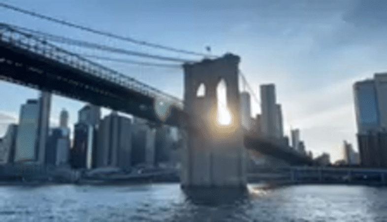 Brooklyn Bridge views from the water at night