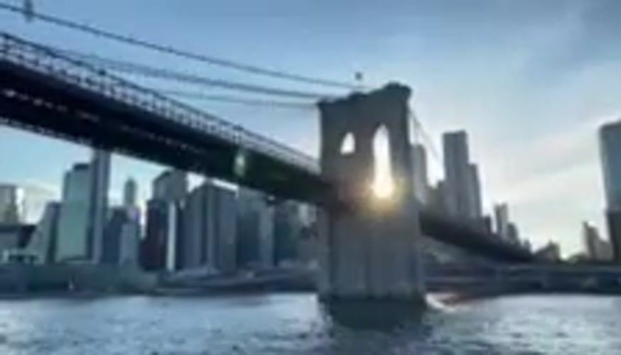 Brooklyn Bridge views from the water at night