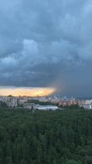 Storm views across Perm with cat break indoors