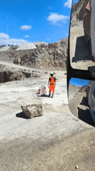 Construction worker, truck active in Spanish quarry operation