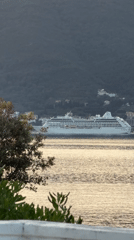 Cruise ship docks in Krašići Montenegro coastal waters